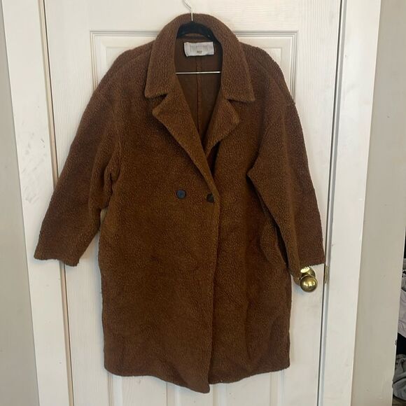 Harris Wharf London Women's Double-Breasted Wool Bouclé Coat Brown Size 4/6 - Picture 4 of 8